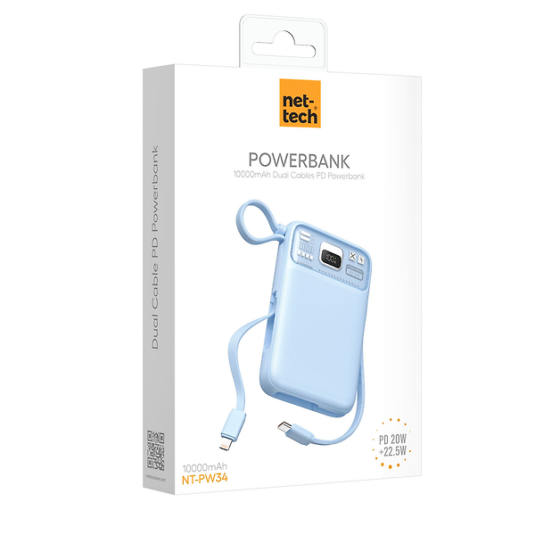 20W + 15W PD 15W 10000 MAh Taşınabilir Powerbank (Mavi)